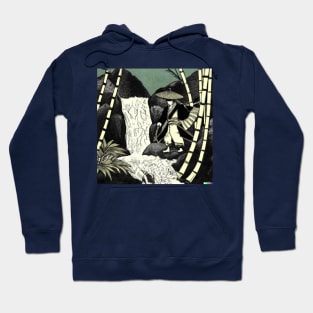 Ukiyo-e Japanese Samurai and Waterfall Hoodie